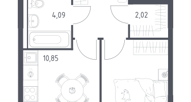 1-к. квартира, 31&nbsp;м²