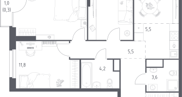 3-к. квартира, 74&nbsp;м²