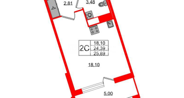 Студия, 24 м²