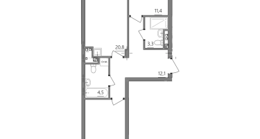 2-к. квартира, 68 м²