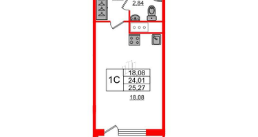Студия, 24&nbsp;м²