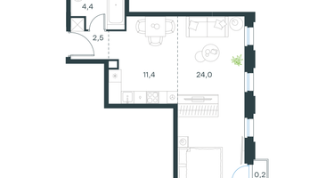 1-к. квартира, 42 м²