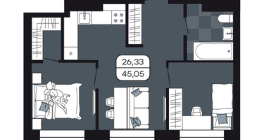 Студия, 45&nbsp;м²