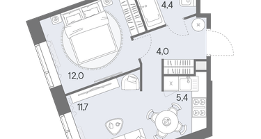 1-к. квартира, 37 м²