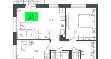 2-к. квартира, 60&nbsp;м²