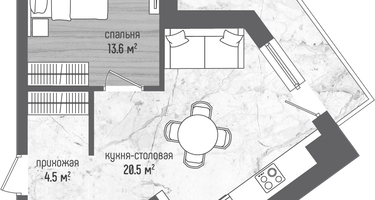 1-к. квартира, 49&nbsp;м²