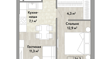 1-к. квартира, 47 м²