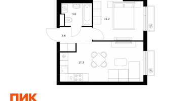 1-к. квартира, 35&nbsp;м²
