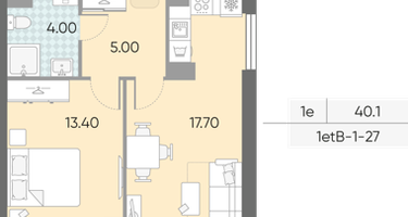 Студия, 40&nbsp;м²