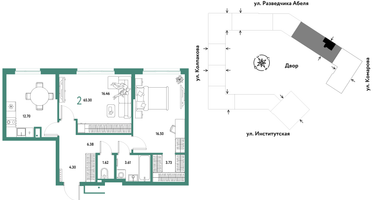 2-к. квартира, 65 м²