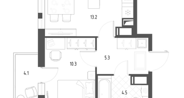 1-к. квартира, 34&nbsp;м²