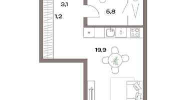 Студия, 30&nbsp;м²