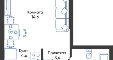 Студия, 28&nbsp;м²