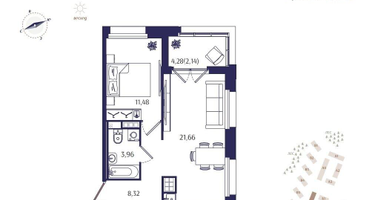 1-к. квартира, 47&nbsp;м²