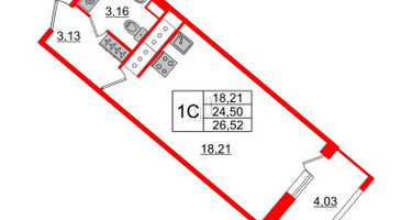 Студия, 24&nbsp;м²