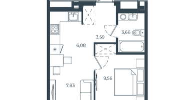1-к. квартира, 30&nbsp;м²