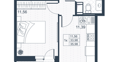 1-к. квартира, 33&nbsp;м²