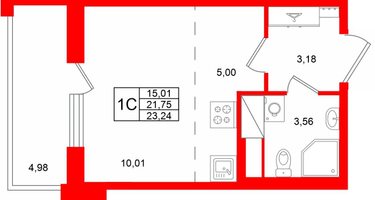 Студия, 21&nbsp;м²