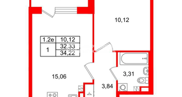1-к. квартира, 32 м²