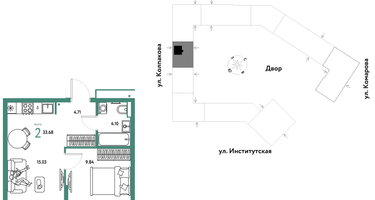 Студия, 33 м²