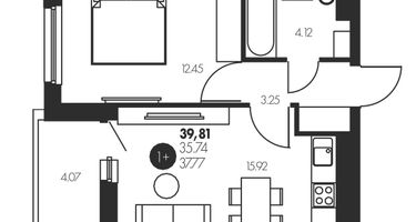 1-к. квартира, 39 м²