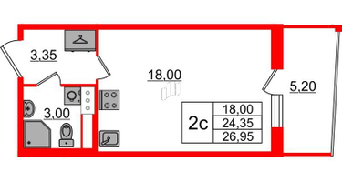 Студия, 24 м²