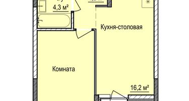 1-к. квартира, 40&nbsp;м²