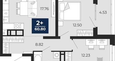 2-к. квартира, 56&nbsp;м²