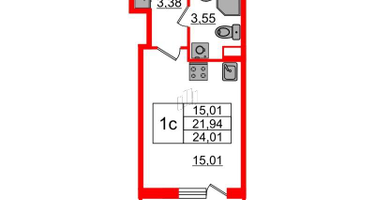 Студия, 21&nbsp;м²