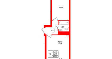 1-к. квартира, 41&nbsp;м²