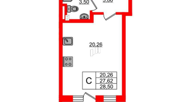 Студия, 28&nbsp;м²