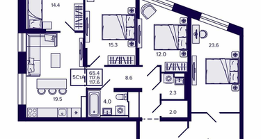 5-к. квартира, 117&nbsp;м²
