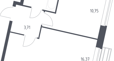 1-к. квартира, 34&nbsp;м²