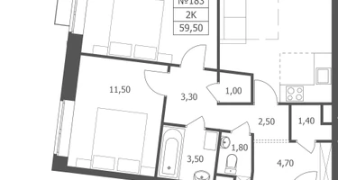 2-к. квартира, 59&nbsp;м²
