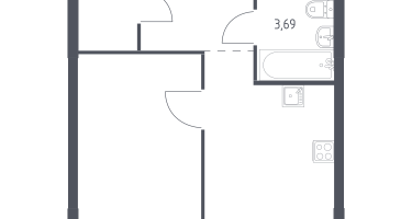 1-к. квартира, 38&nbsp;м²