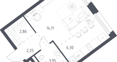 1-к. квартира, 29&nbsp;м²