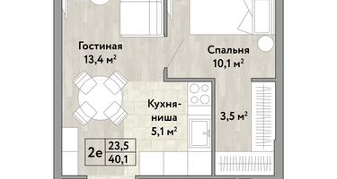 Студия, 40&nbsp;м²