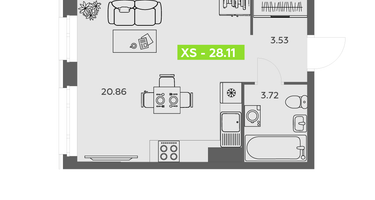 Студия, 28&nbsp;м²