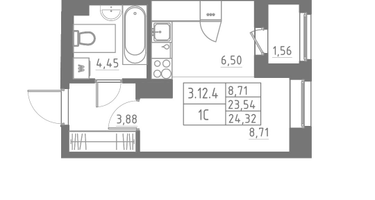 Студия, 23&nbsp;м²
