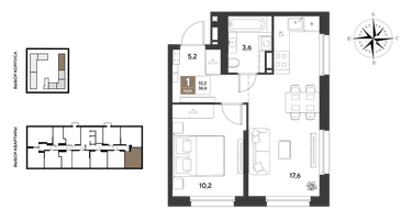 1-к. квартира, 36&nbsp;м²