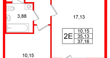 1-к. квартира, 35&nbsp;м²