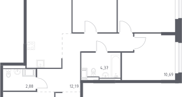 3-к. квартира, 87&nbsp;м²