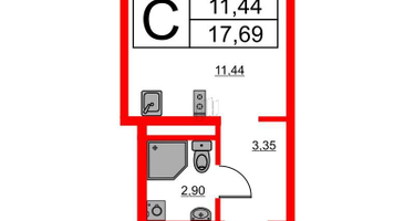 Студия, 17&nbsp;м²