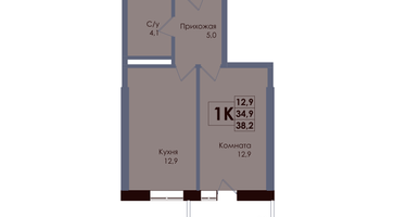1-к. квартира, 35 м²