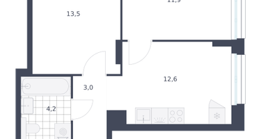 2-к. квартира, 49&nbsp;м²