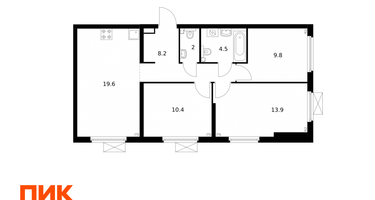 3-к. квартира, 68&nbsp;м²
