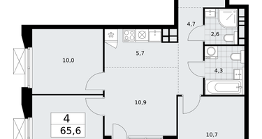 4-к. квартира, 65&nbsp;м²