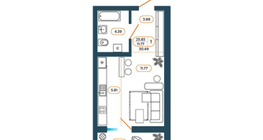 Студия, 30&nbsp;м²