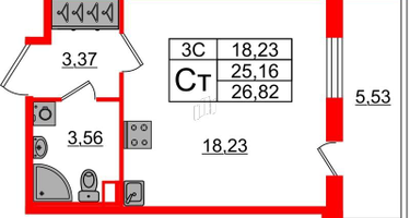 Студия, 25&nbsp;м²