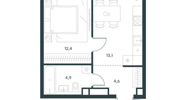 1-к. квартира, 35&nbsp;м²